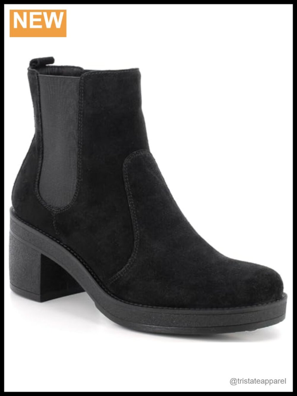 Genuine Suede Chelsea Boots Made in Italy Block Heel Ankle Booties